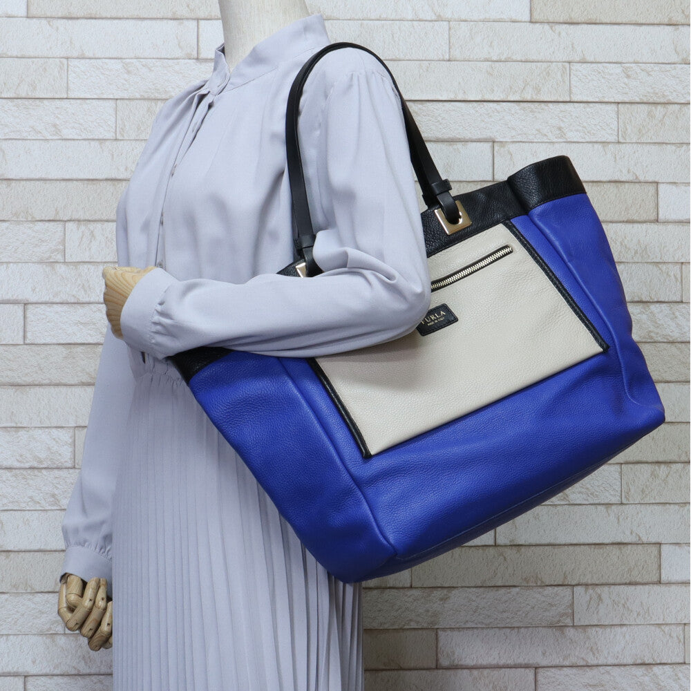 フルラ Furla リバーシブル トートバッグ レザー ブルー