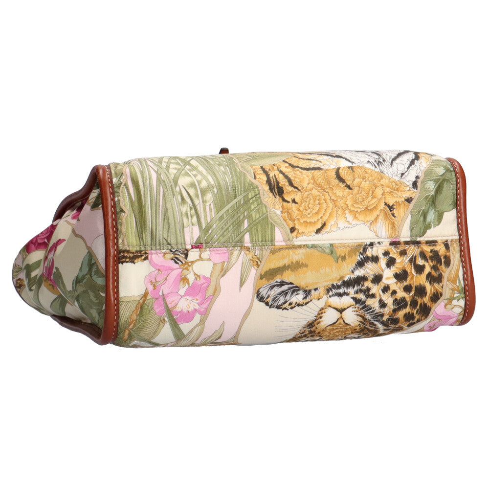 Salvatore Ferragamo Reversible Floral Tiger Animal Shoulder Bag
