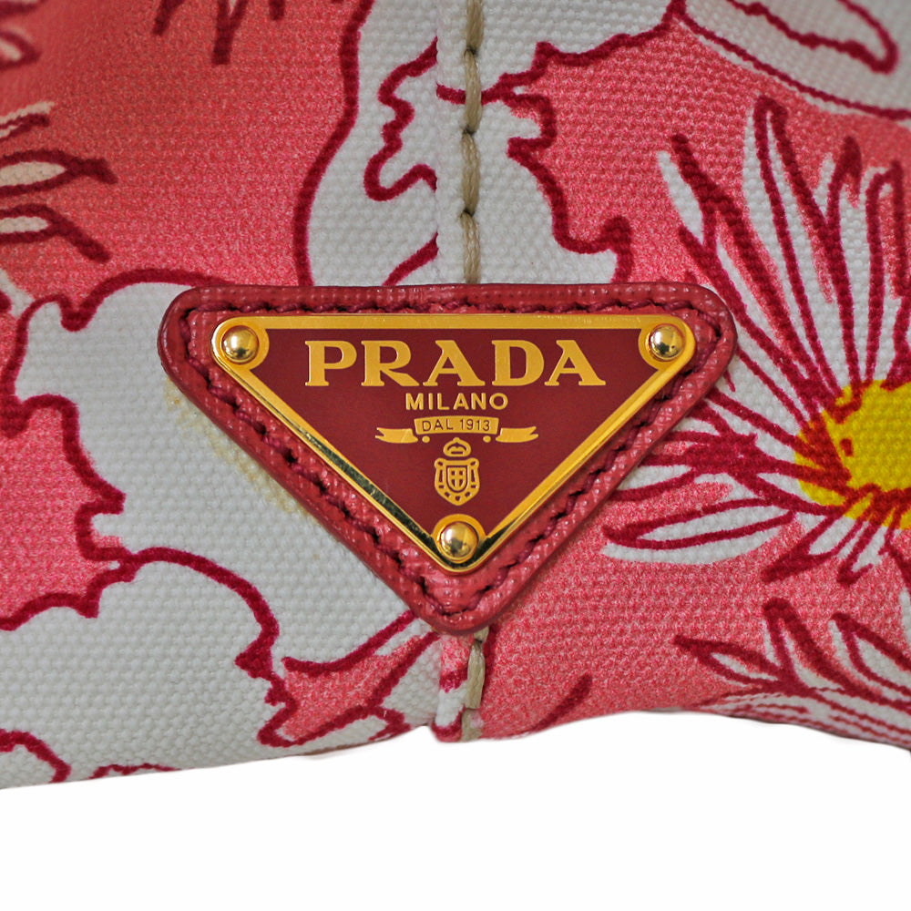 【限界値下げ祭44-OF】  プラダ カナパトート PM ショルダーバッグ プラダ キャンバス ピンク レディース  PRADA  中古 限界値下げ祭44-OF】 プラダ カナパトート PM ショルダーバッグ プラダ
