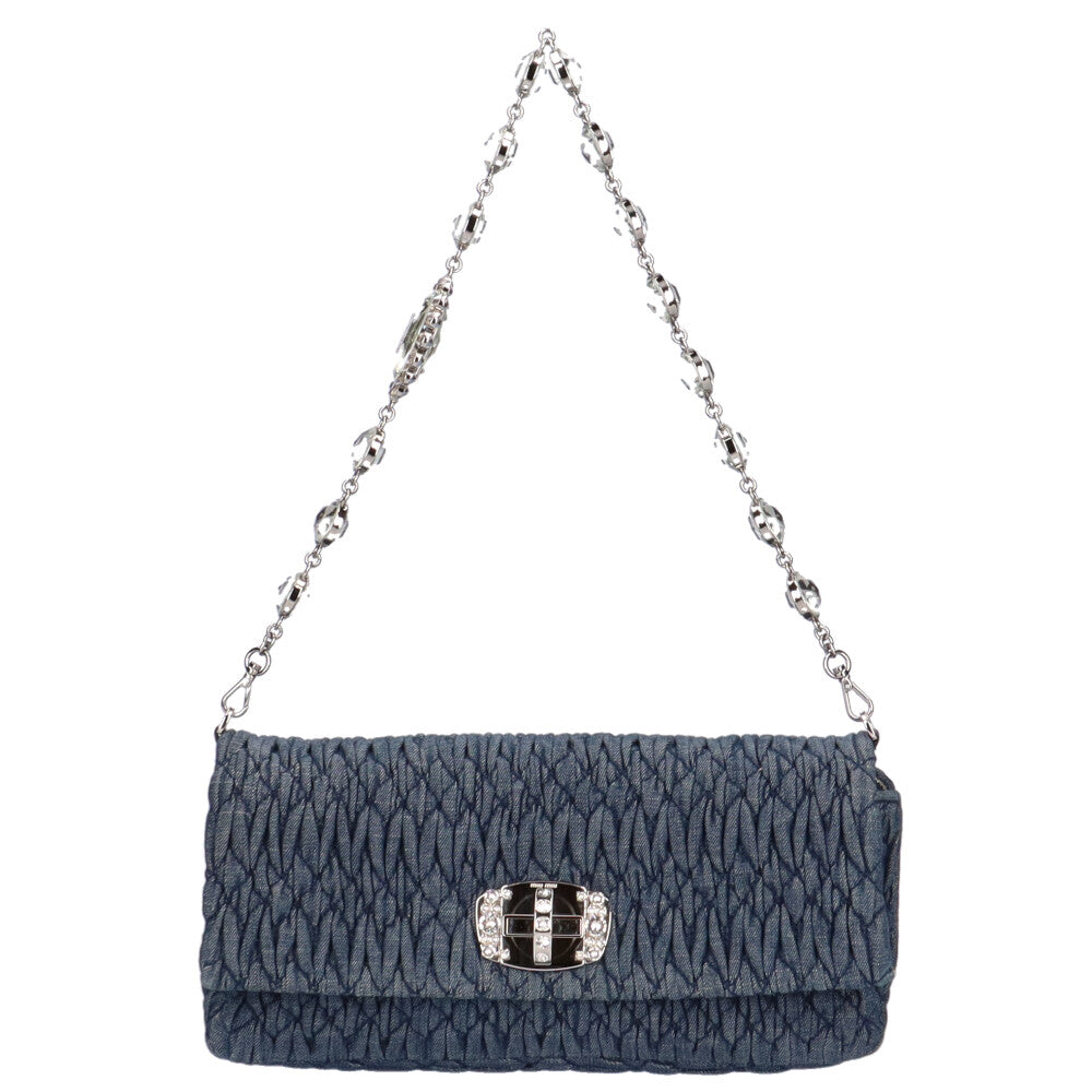 Miu Miu Crystal Shoulder Bag Denim Denim Women's Used – 【公式