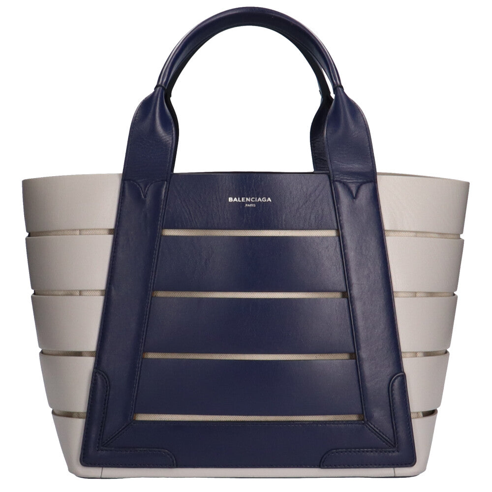 BALENCIAGA Marine Tote S Shoulder Bag Leather Navy Women's Used