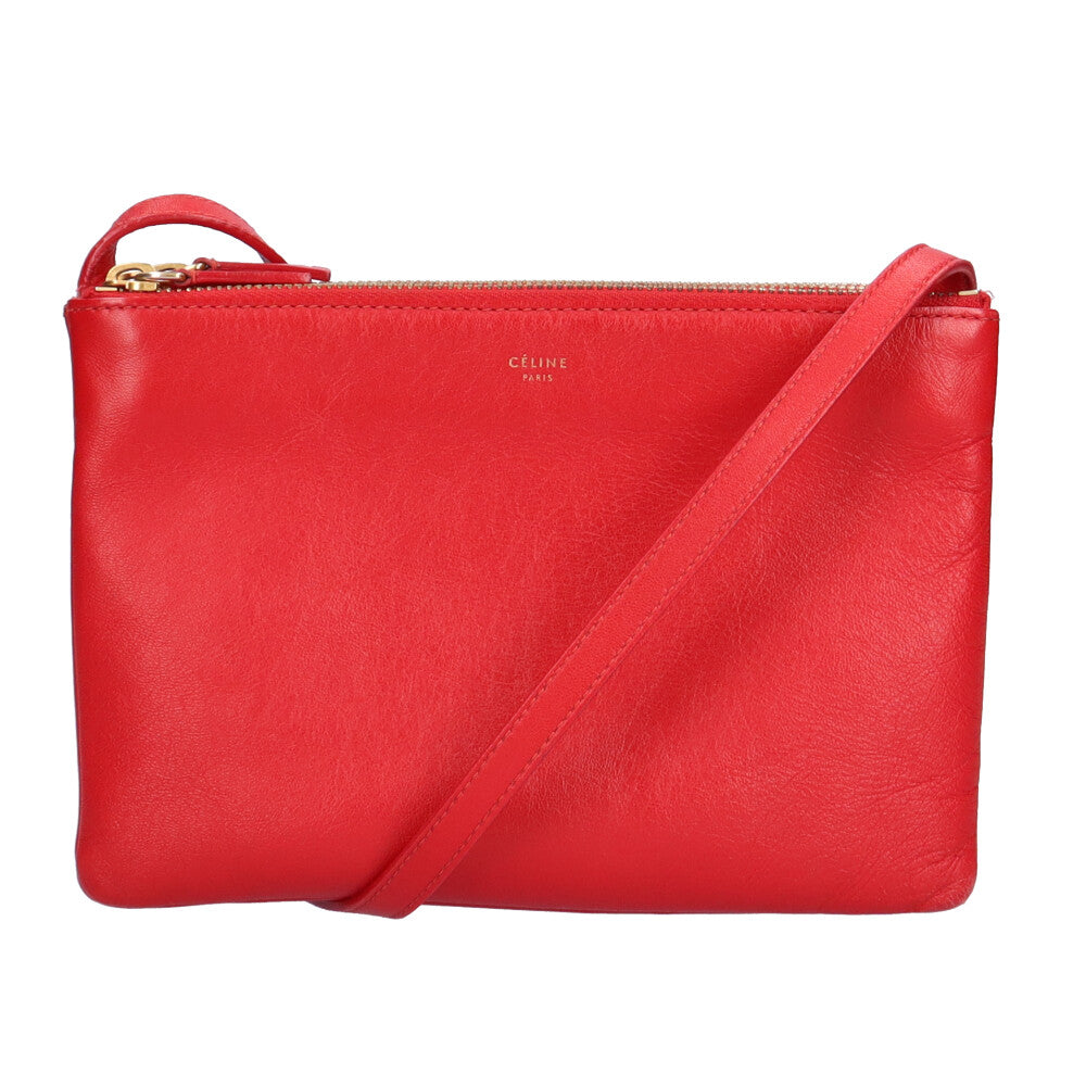 セリーヌ CELINE トリオスモール ショルダーバッグ レザー レッド