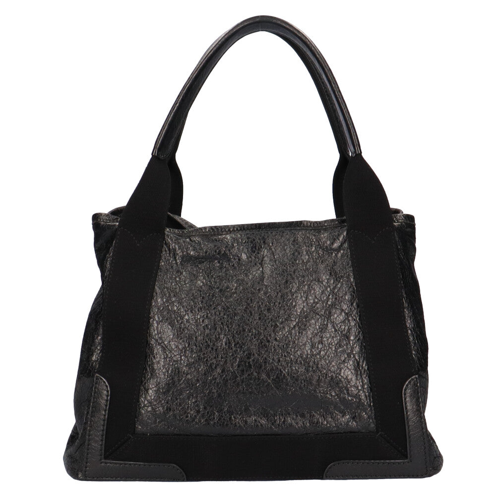 BALENCIAGA Navy Cabas Shoulder Bag Leather Black Women's Used