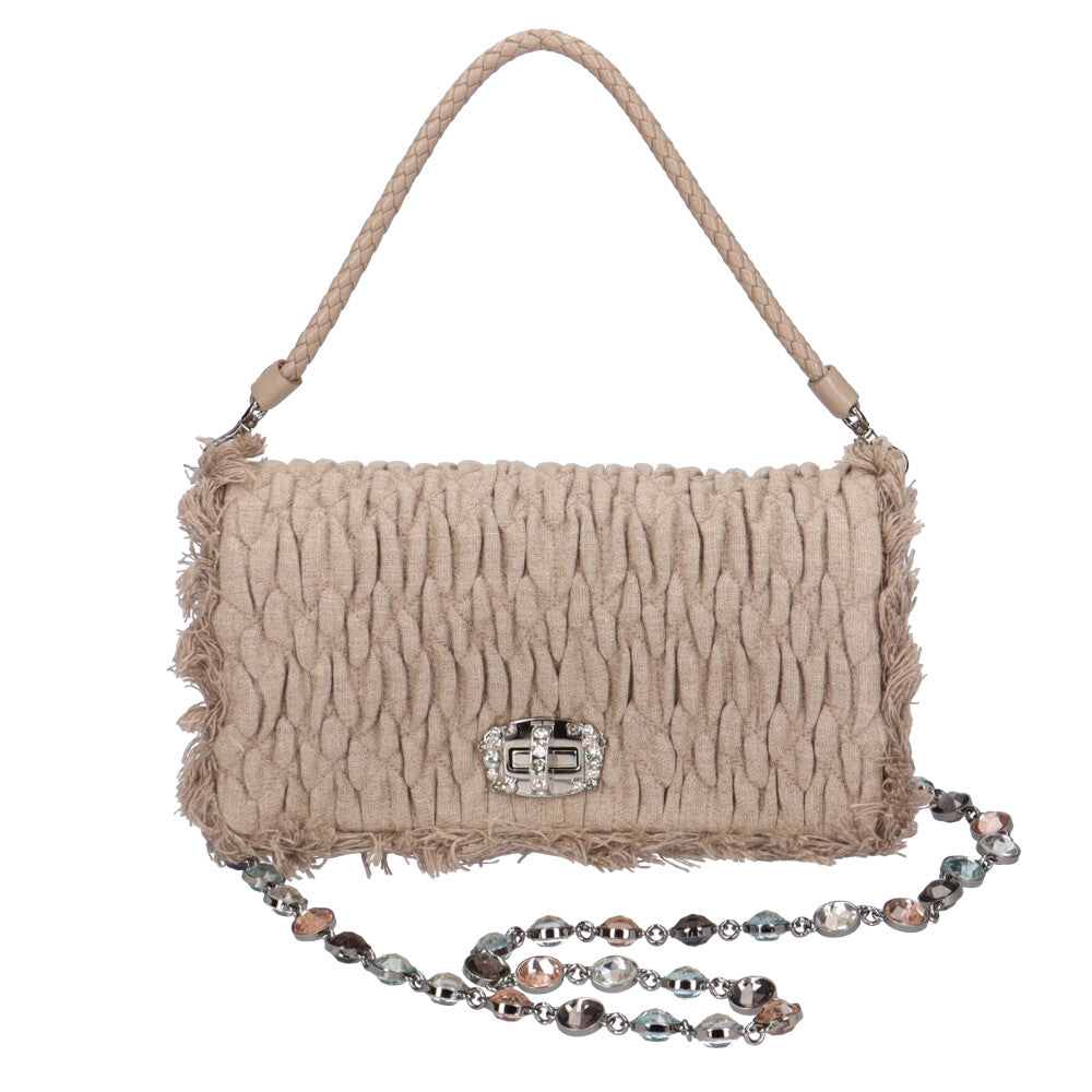 ミュウミュウ MIUMIU 麻ナッパクリスタル ミュウクリスタル ショルダー