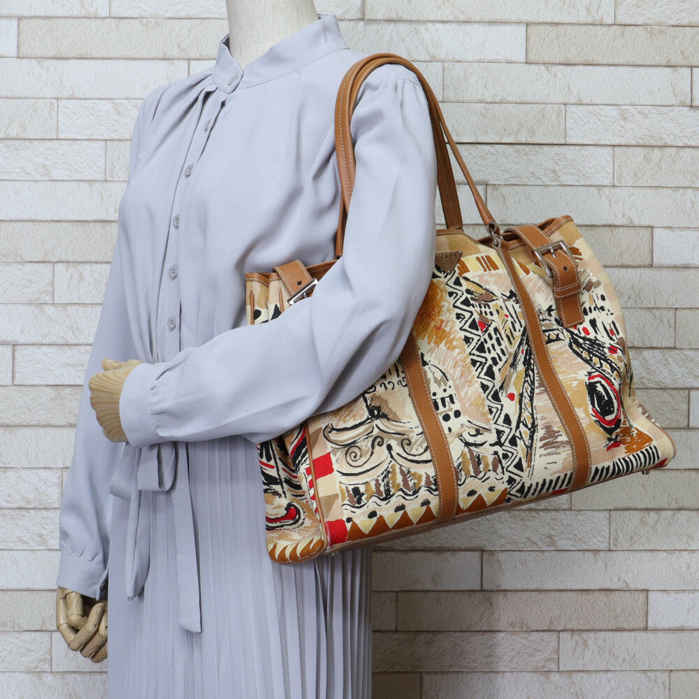 Prada Venezia Print Tote Bag Canvas Brown Women's Used – 【公式