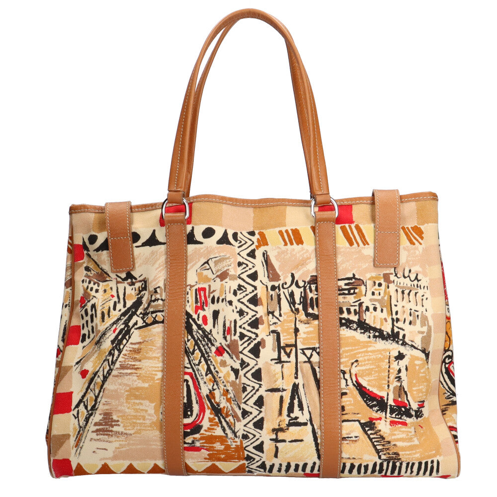 Prada Venezia Print Tote Bag Canvas Brown Women's Used – 【公式