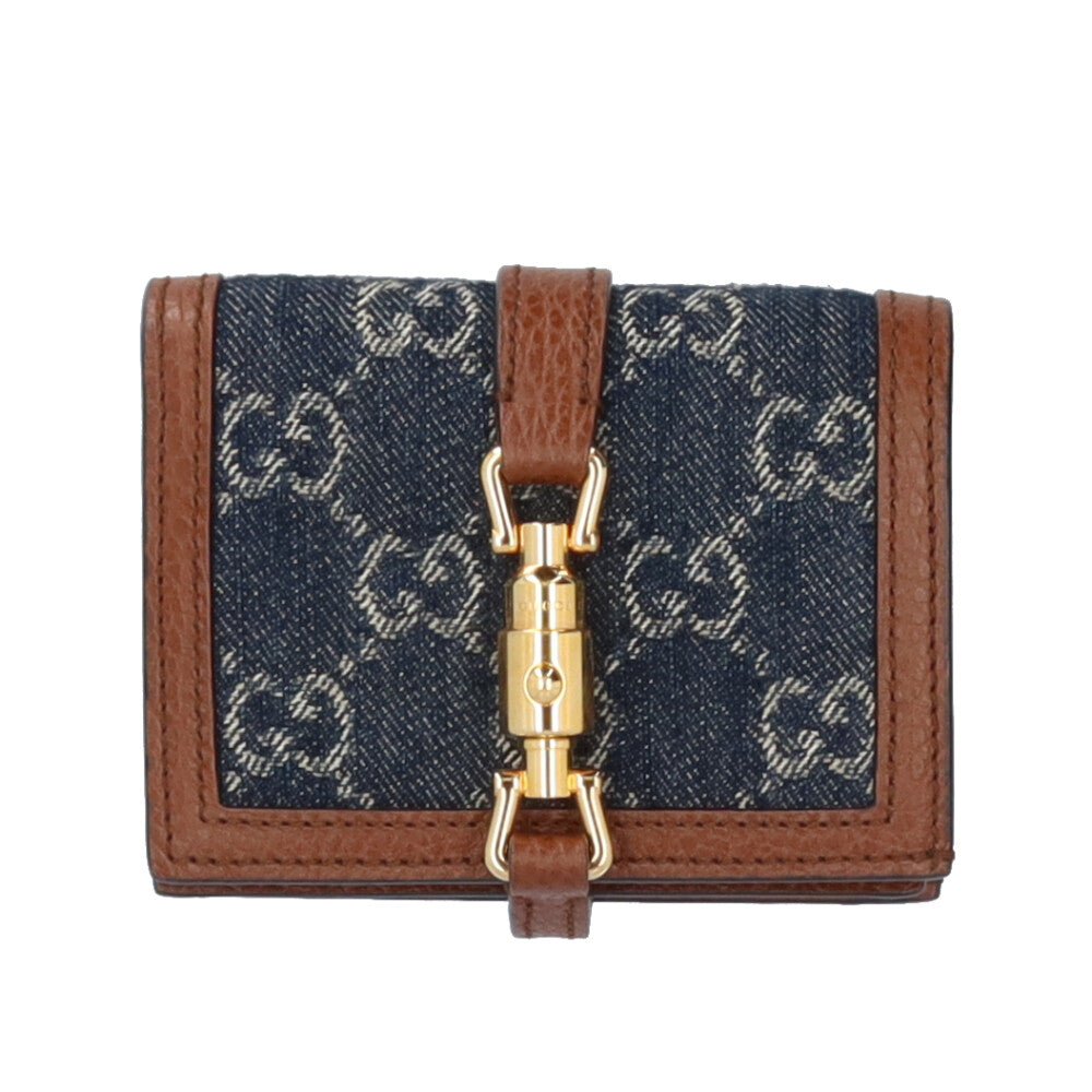 GUCCI デニム レザー 二つ折り財布