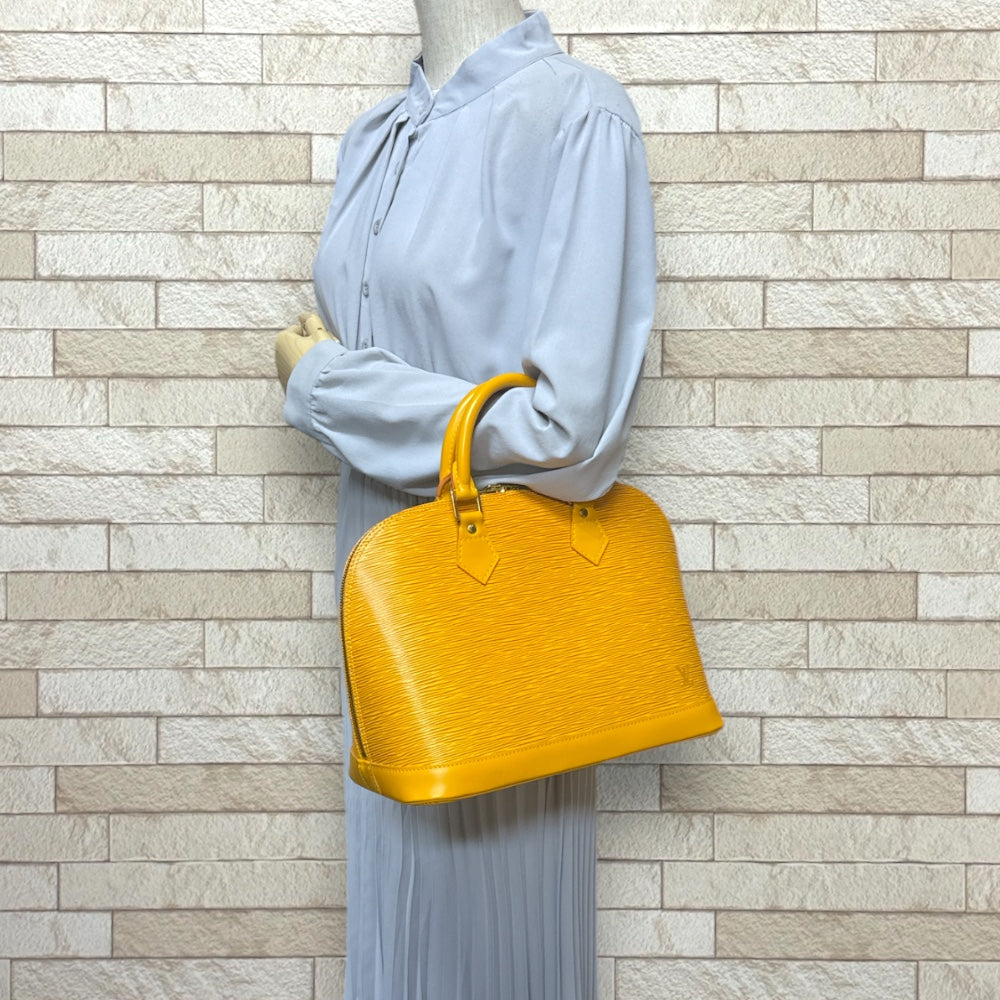 LOUIS VUITTON Louis Vuitton Alma Epi Handbag Epireather Yellow Ladies Used