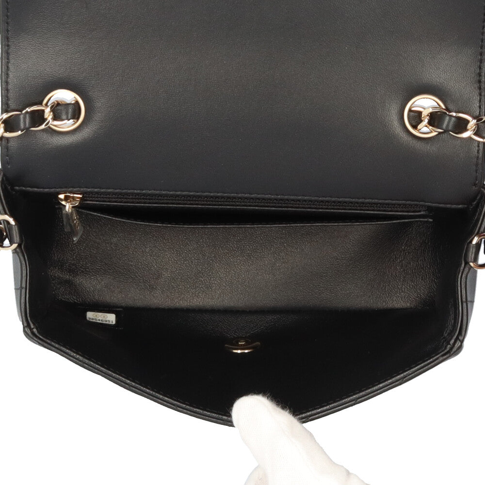 CHANEL シャネル Vステッチ ショルダーバッグ レザー ブラック