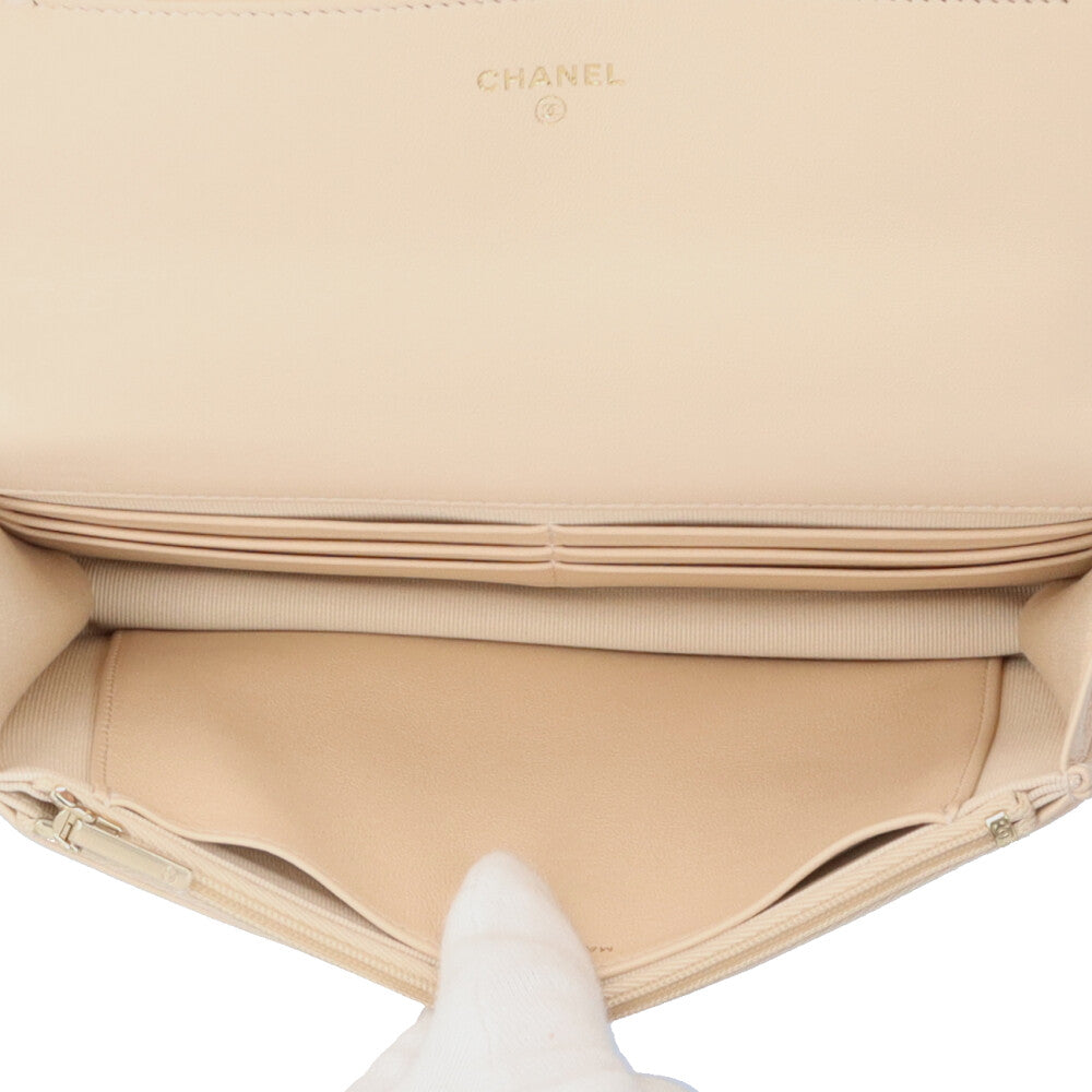 CHANEL シャネル マトラッセ ショルダーバッグ ラムスキン ベージュ