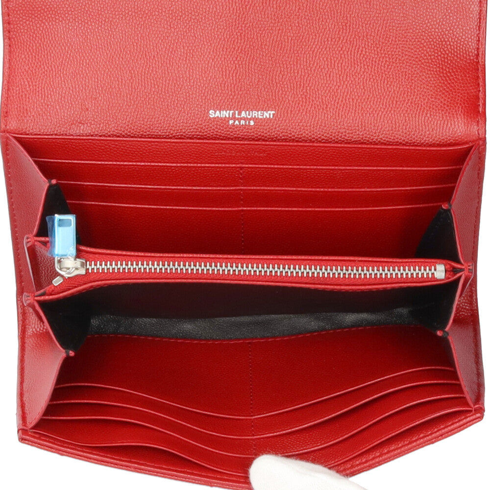 サンローラン 長財布 カサンドラ ラージ フラップウォレット レッド SAINT LAURENT サンローラン ラージフラップ ウォレット 長財布 レザー