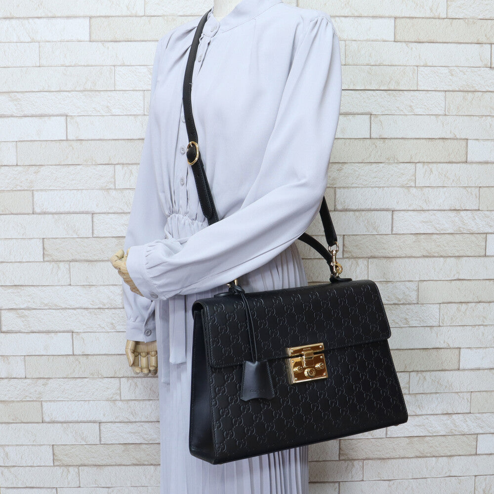 グッチ GUCCI パドロック グッチシマ ハンドバッグ シマレザー ユニ 
