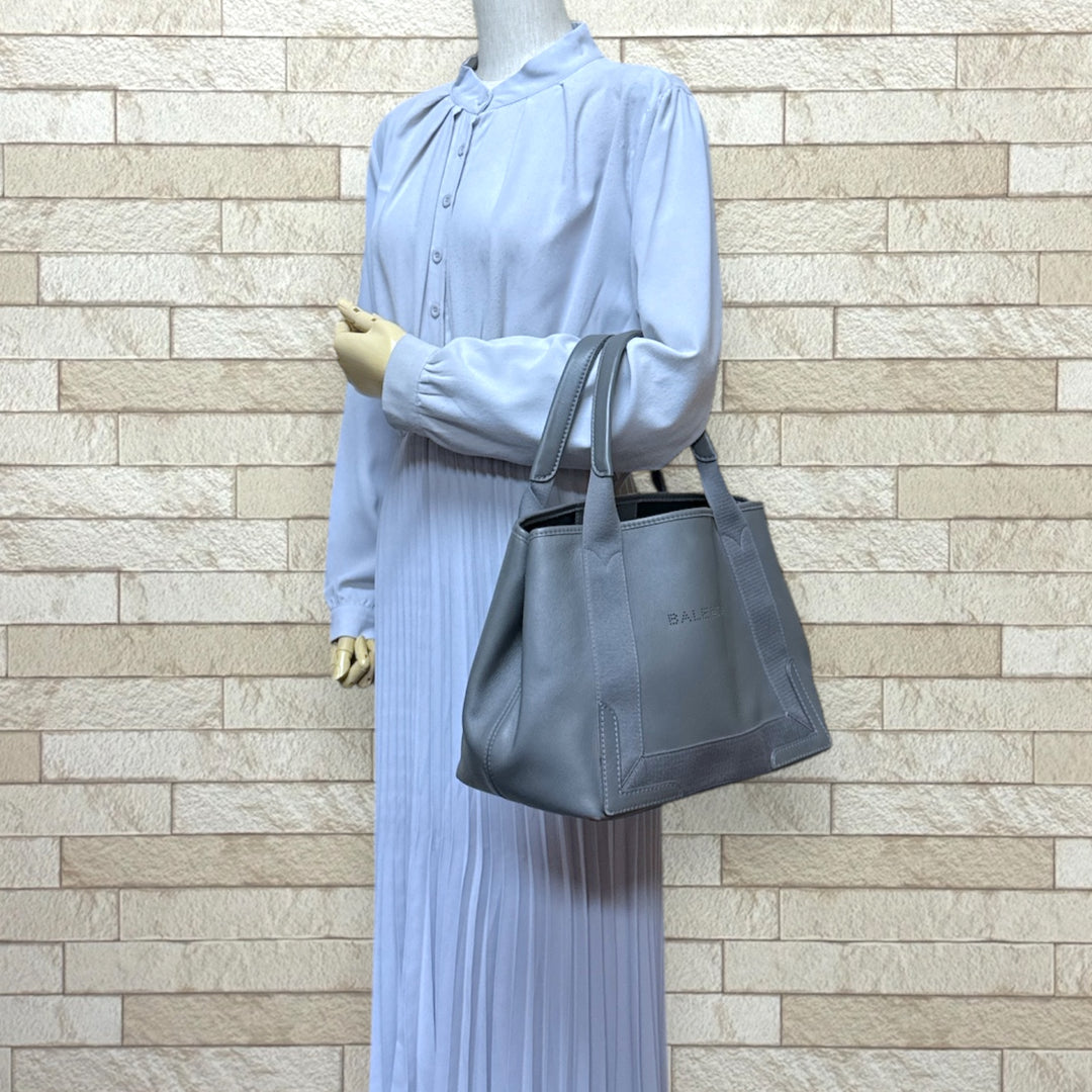 BALENCIAGA バレンシアガ ネイビーカバスS トートバッグ レザー グレー