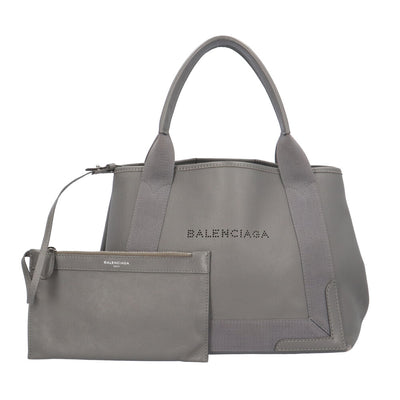 BALENCIAGA バレンシアガ ネイビーカバスS トートバッグ レザー グレー