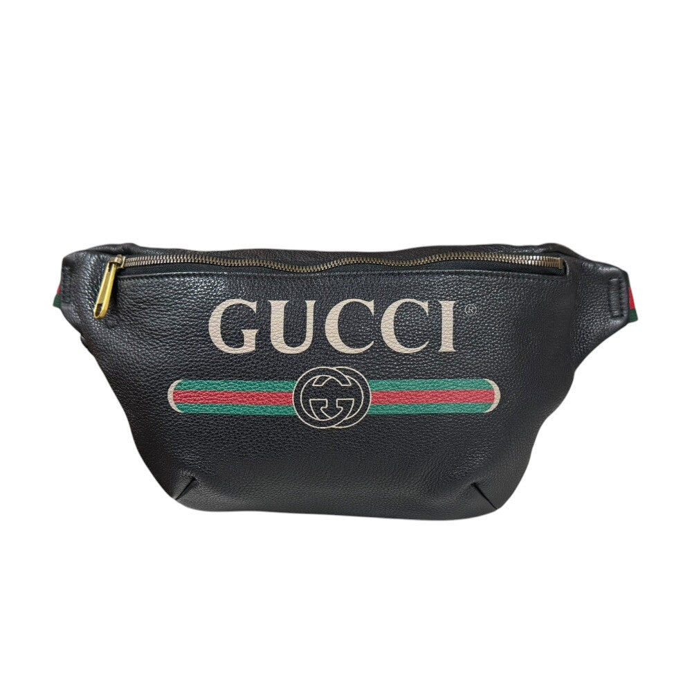 GUCCI グッチ シェリーライン ボディバッグ レザー ブラック メンズ