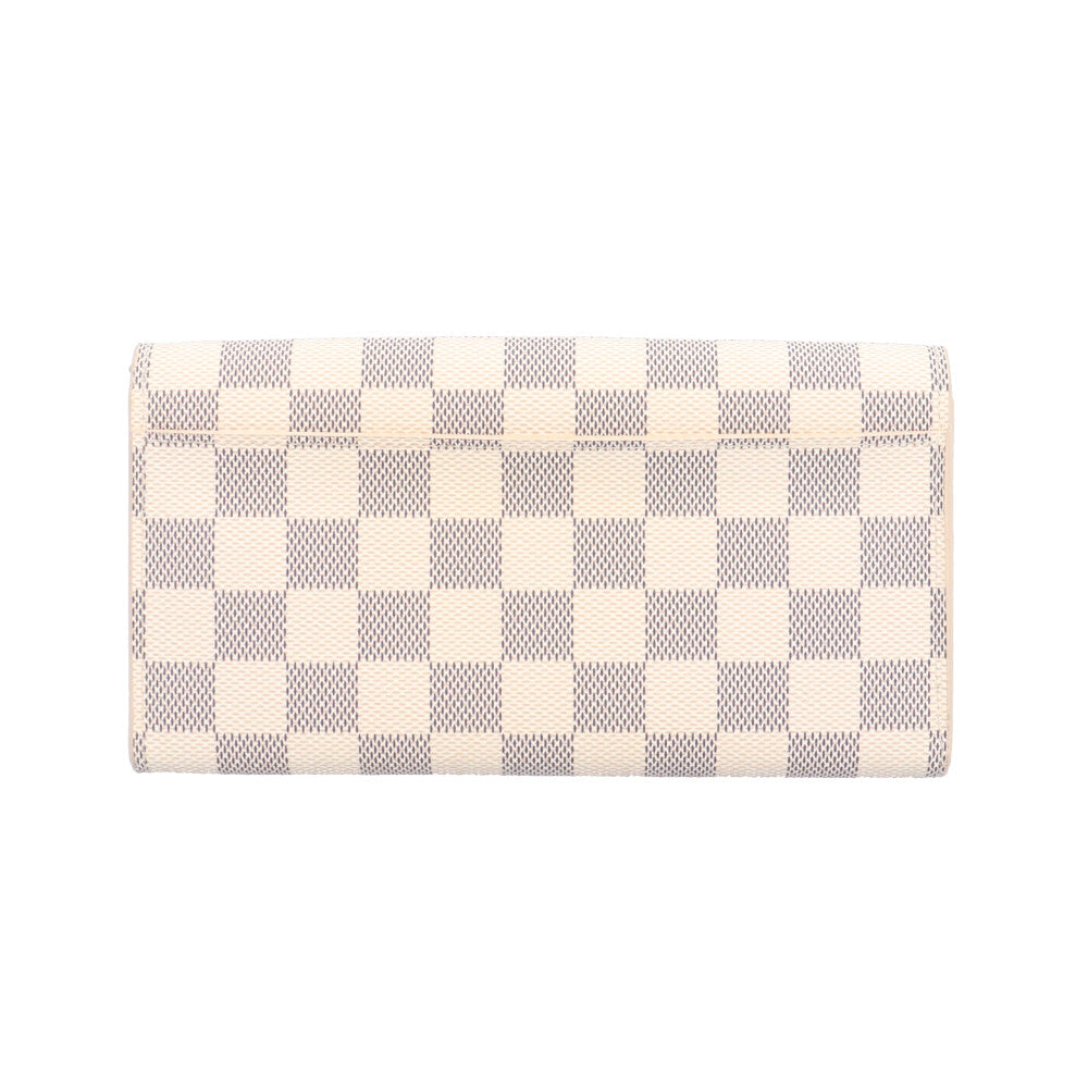 ルイヴィトン 長財布 女性 ポルトフォイユ サラ ダミエ アズール ホワイト LOUIS VUITTON ルイヴィトン ポルトフォイユ サラ ダミエアズール 長