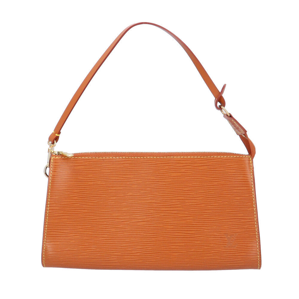 Louis Vuitton エピレザー ハンドバッグ ブラウンオレンジ LOUIS VUITTON Louis Vuitton Pochette Accessoires Epi Line Handbag