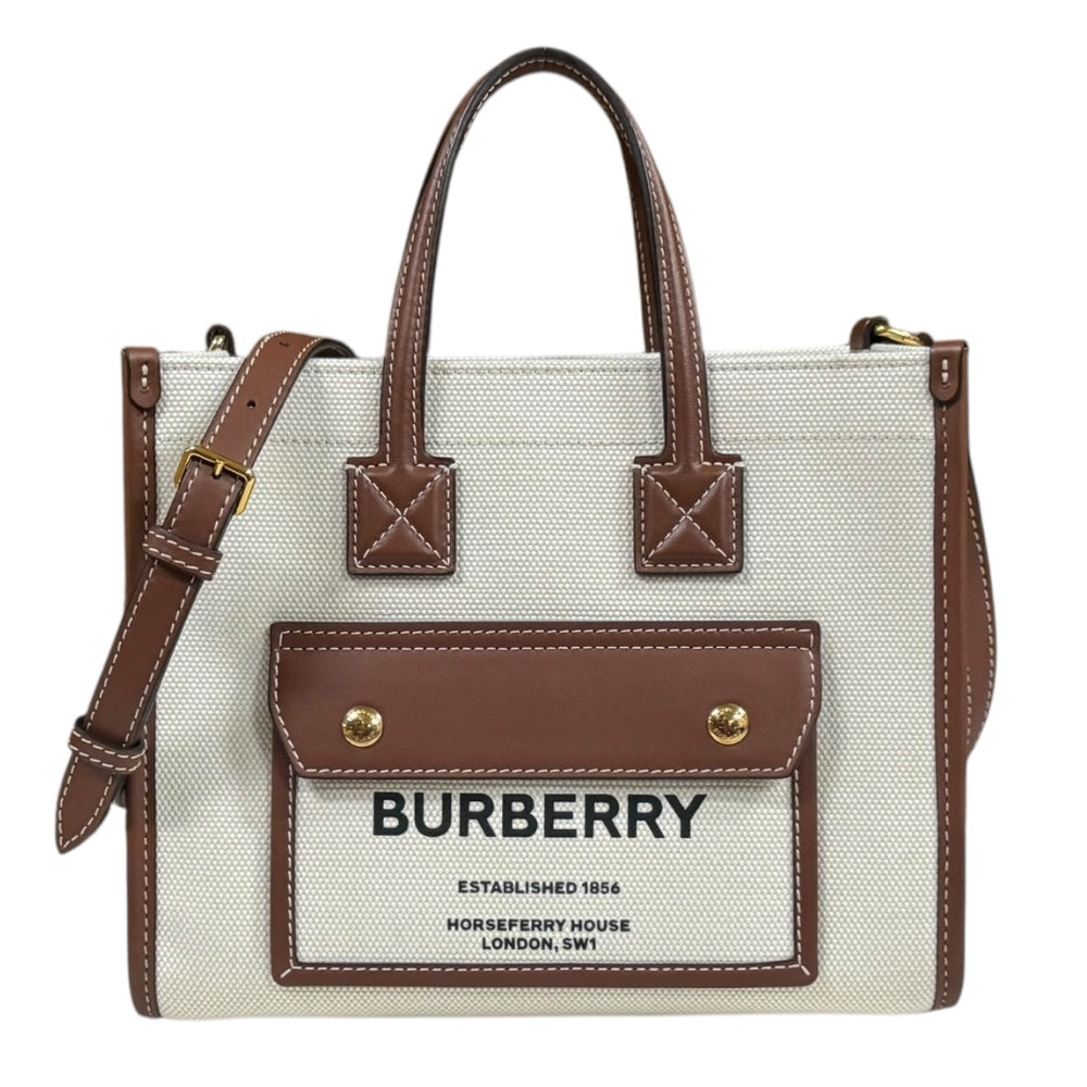 BURBERRY バーバリー ミニ フレヤトート ショルダーバッグ コットン