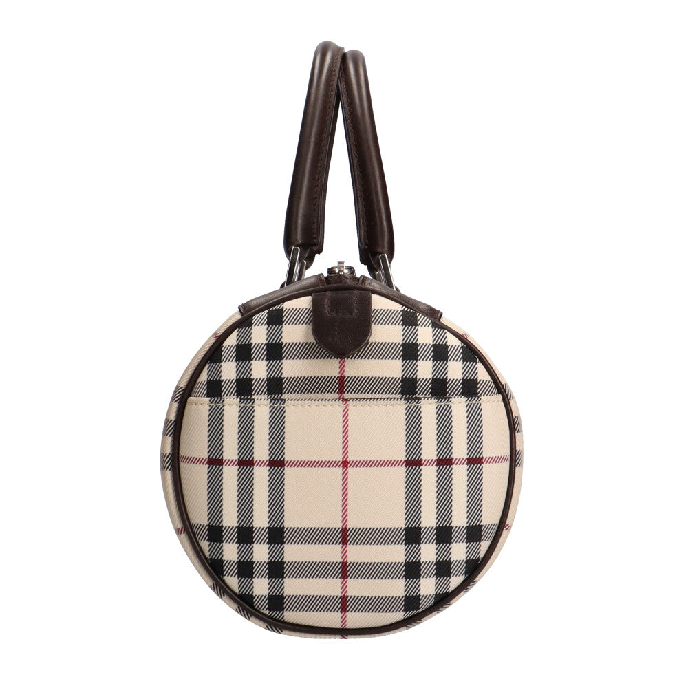 本物良品■バーバリー■ベージュノバチェック/ブラックナイロン/レザー■ハンドバッグ/トートバッグ/437654