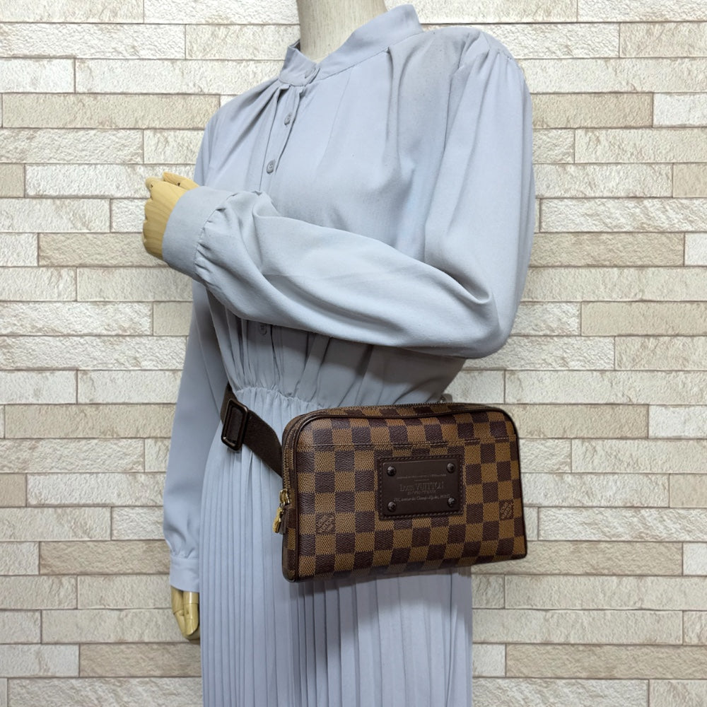 LOUIS VUITTON Louis Vuitton Bam Bag Brooklyn Damier West Bag Damier Cambus Brown Ladies Used