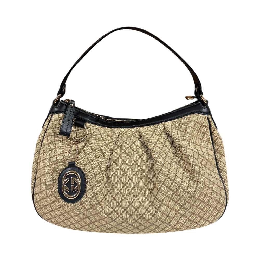 GUCCI グッチ ディアマンテ ショルダーバッグ キャンバス ベージュ 