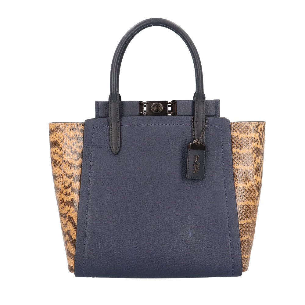 COACH コーチ トループ ハンドバッグ レザー ネイビー レディース 中古 