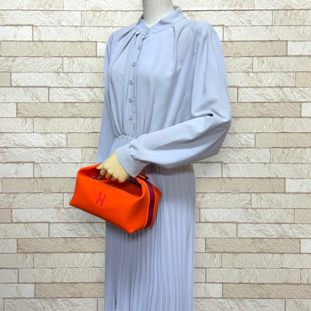 HERMES エルメス ブリッド・ア・ブラックPM ポーチ コットンキャンバス