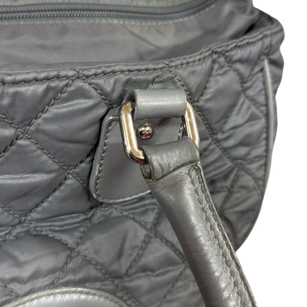 CHANEL Paris New York Line Coco Mark Tote Bag Nylon Gray Women's