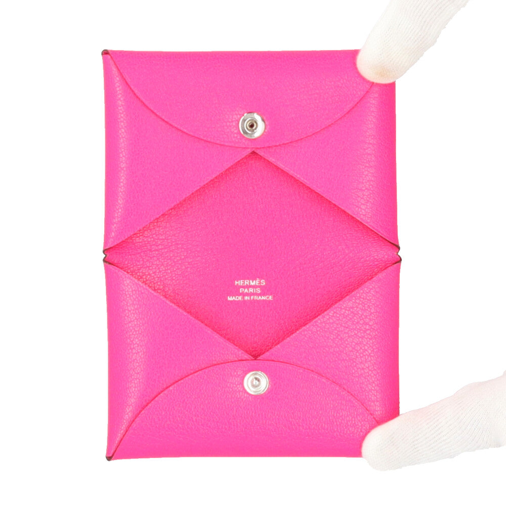 HERMES エルメス カルヴィ カードケース シェーブル レディース 中古