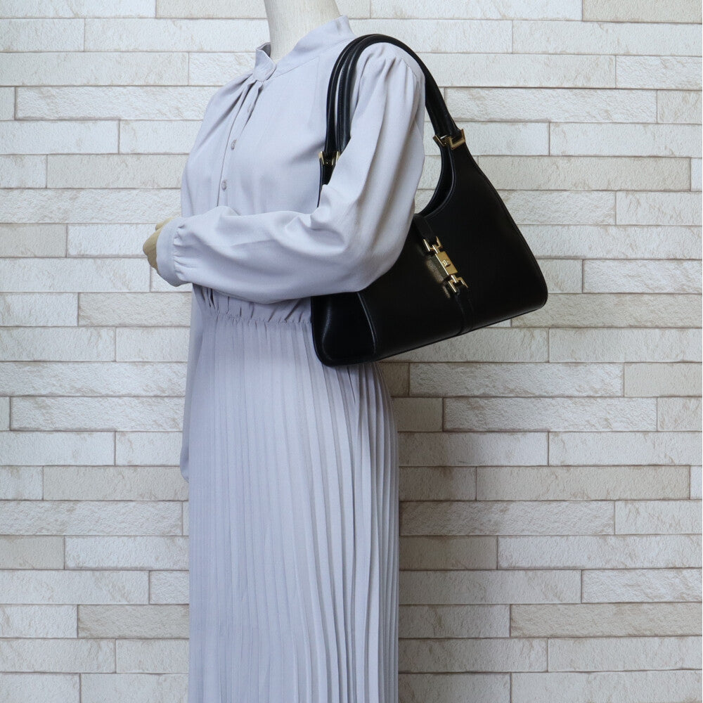 GUCCI Jackie Shoulder Bag Leather Black Women's Used