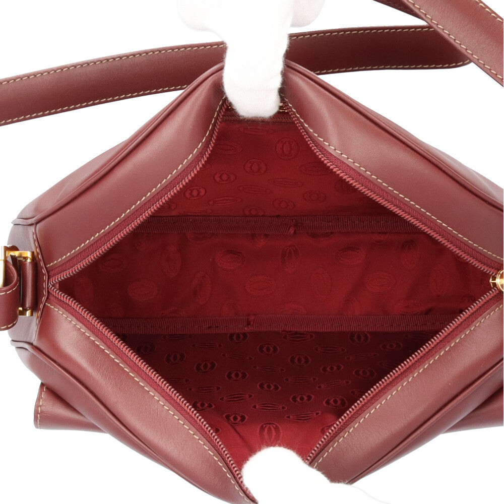 CARTIER カルティエ マストライン ショルダーバッグ レザー レッド