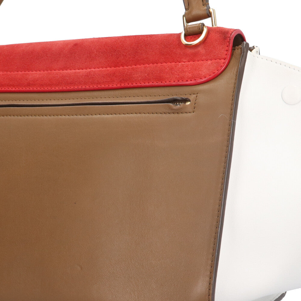 CELINE セリーヌ トラペーズ ショルダーバッグ スウェード レッド