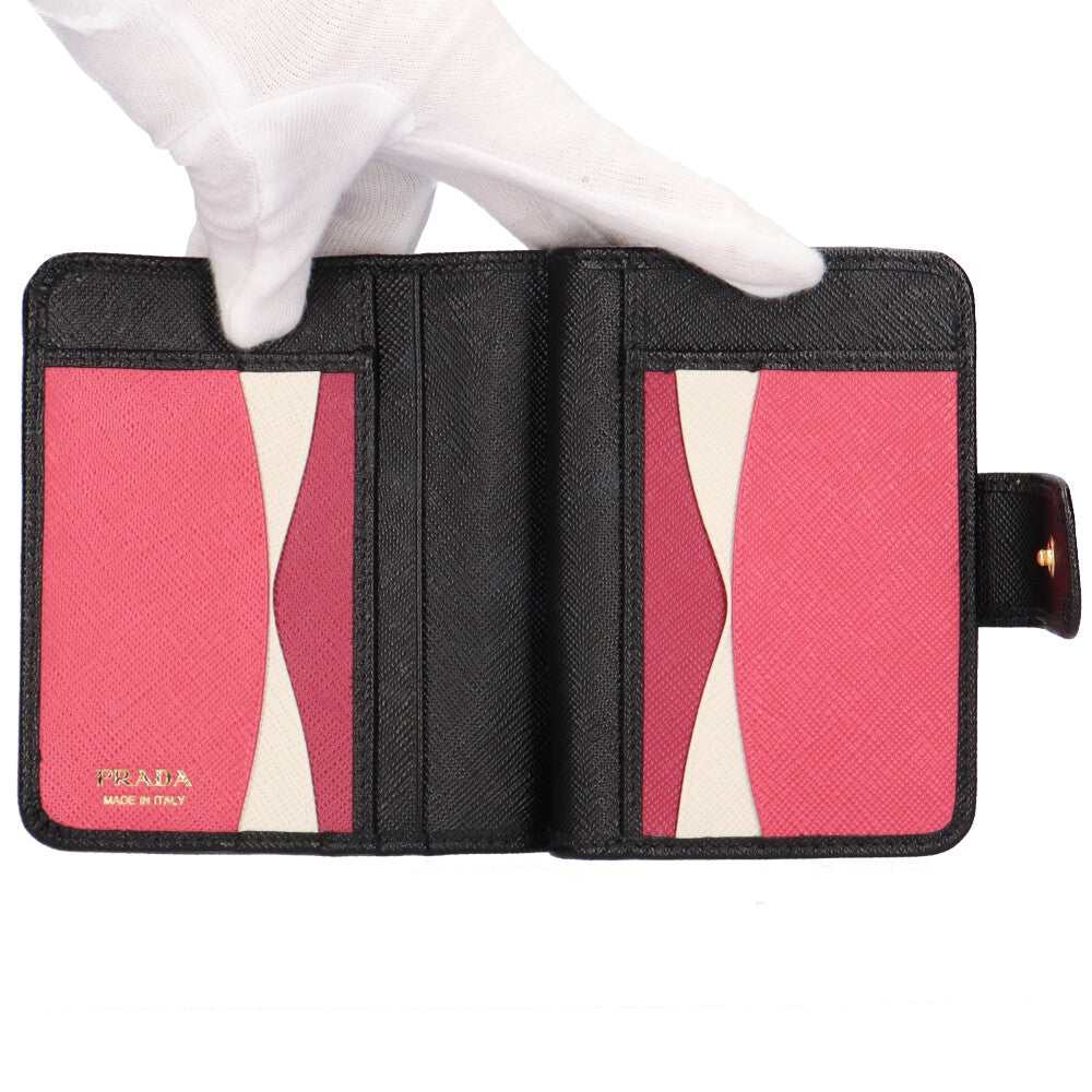 プラダ PRADA サフィアーノ 二つ折り財布 レザー レディース 中古
