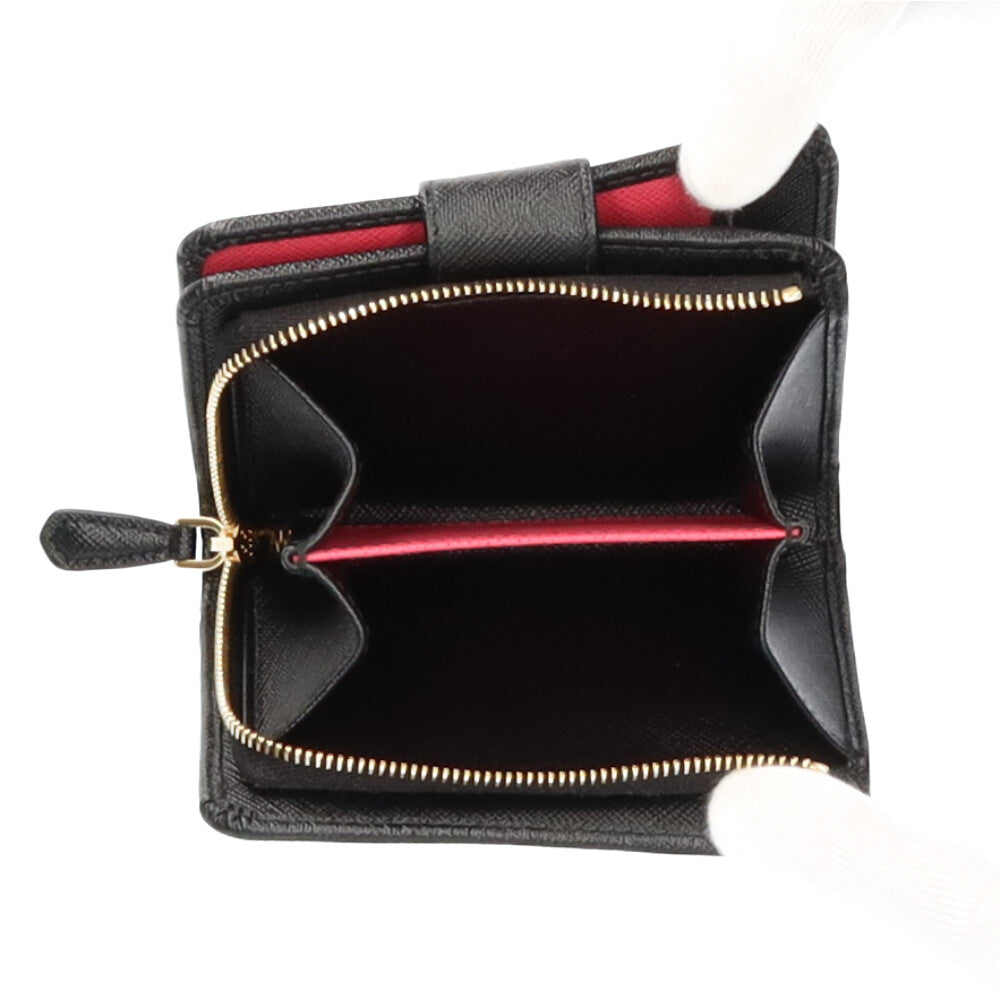 プラダ PRADA サフィアーノ 二つ折り財布 レザー レディース 中古