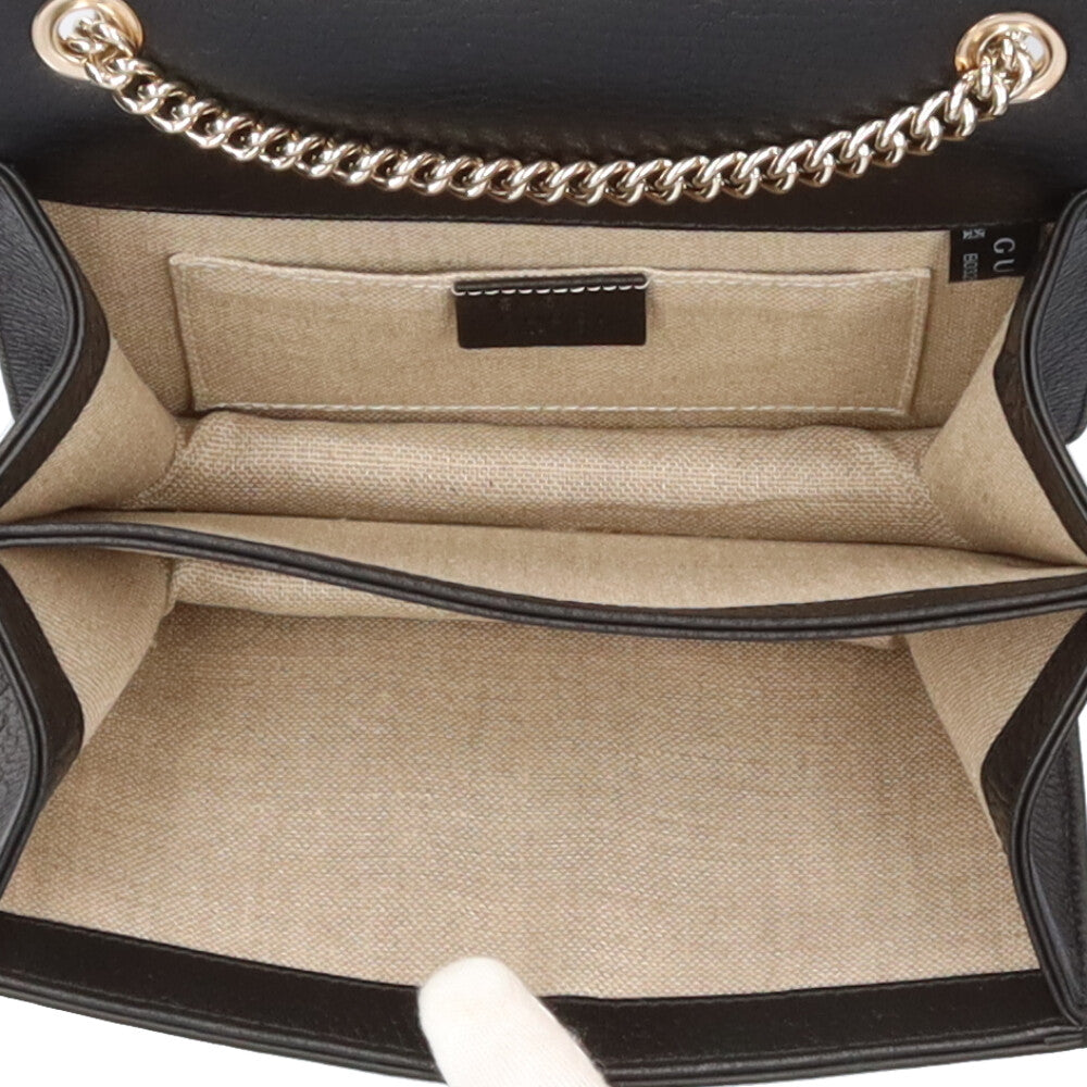 GUCCI Interlocking GG Marmont Shoulder Bag Leather Black Women's