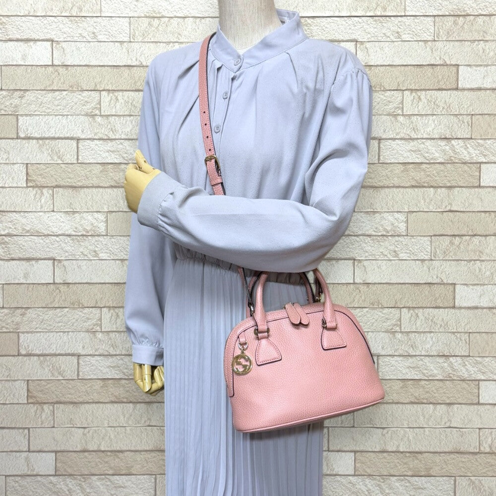 GUCCI グッチ インターロッキング ショルダーバッグ レザー ピンク