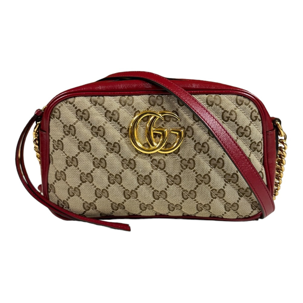 GUCCI グッチ GGマーモント ショルダーバッグ GGキャンバス ベージュ