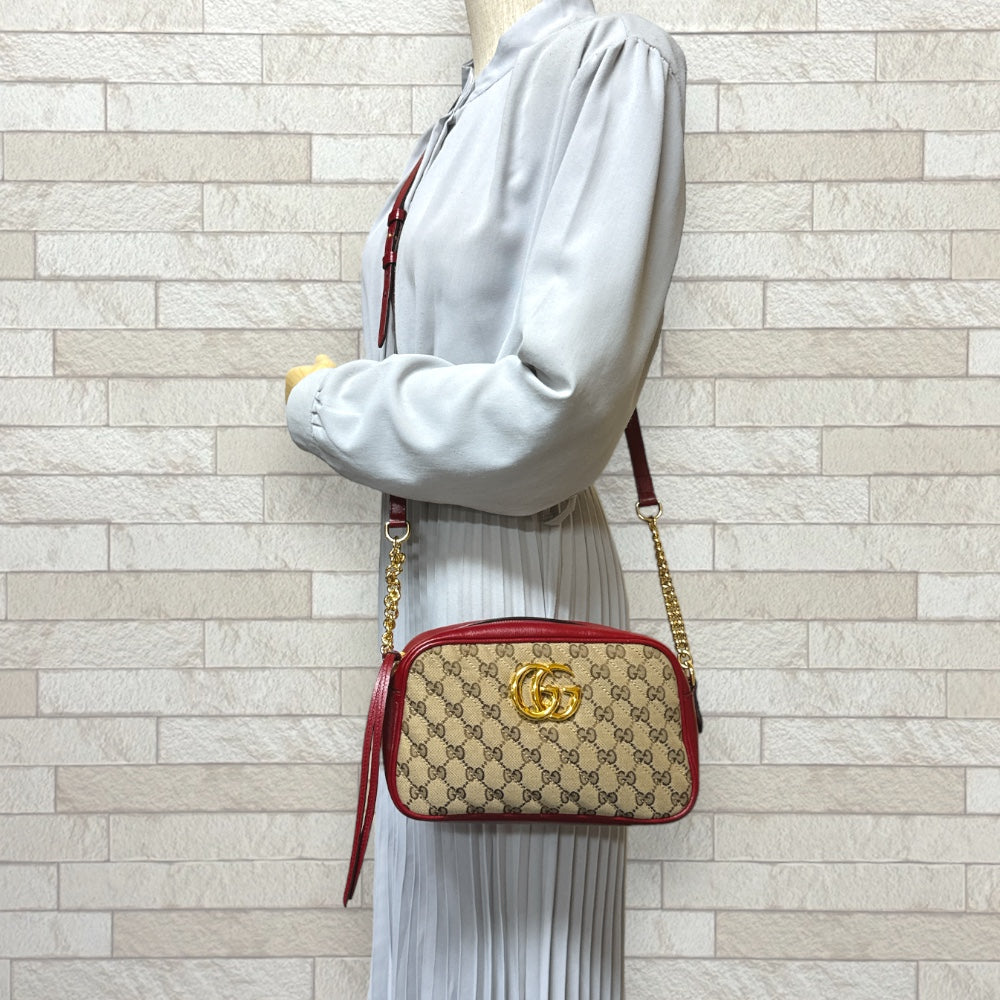 GUCCI Gucci GG Marmont Shoulder Bag GG Canvas Beige Ladies Used