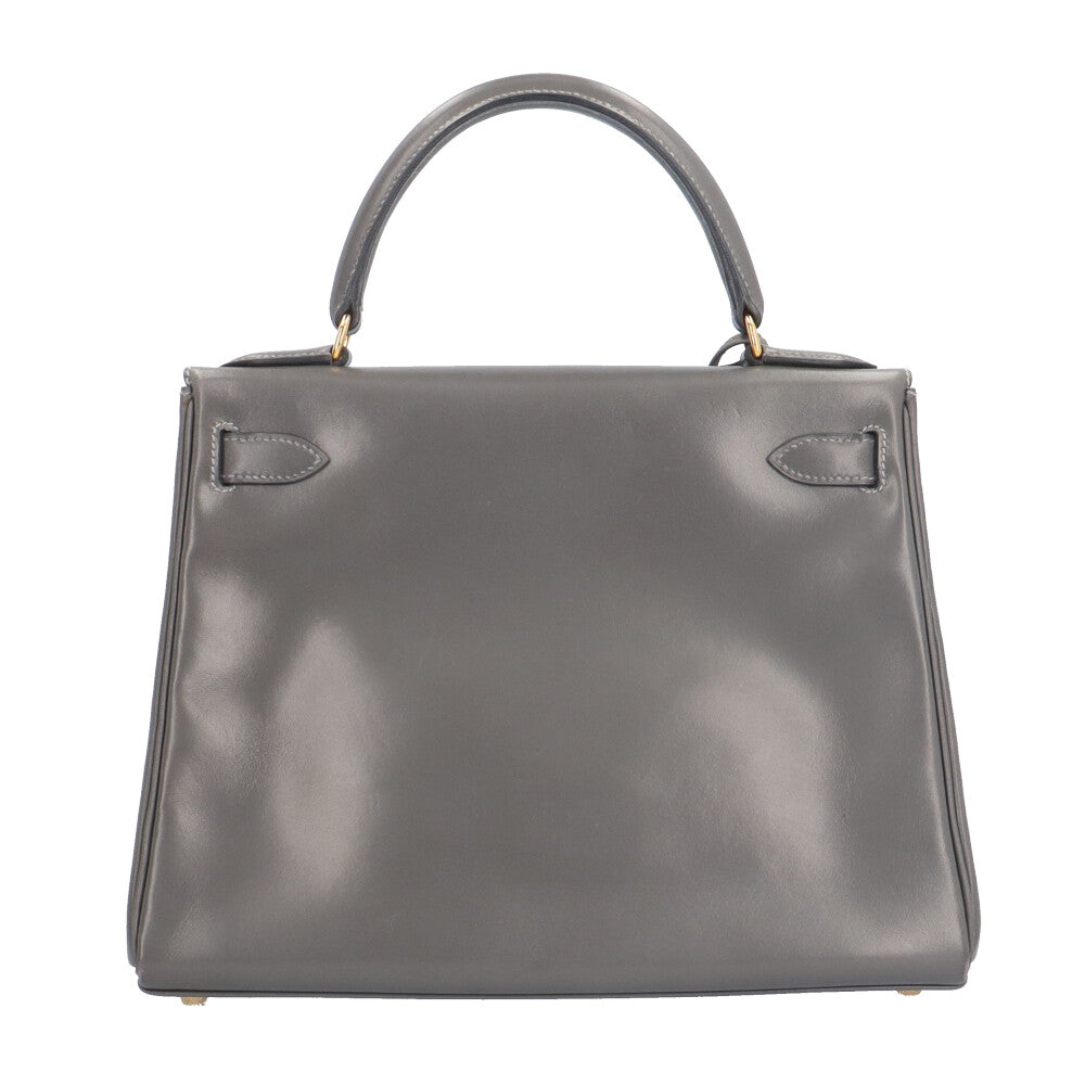 HERMES Kelly 28 inner stitch handbag box calf gray ladies used