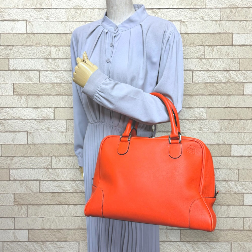 7*X様 フォナック　ロジャーオン　2024.12購入 LOEWE ロエベ アマソナ75 ラージ ハンドバッグ レザー オレンジ