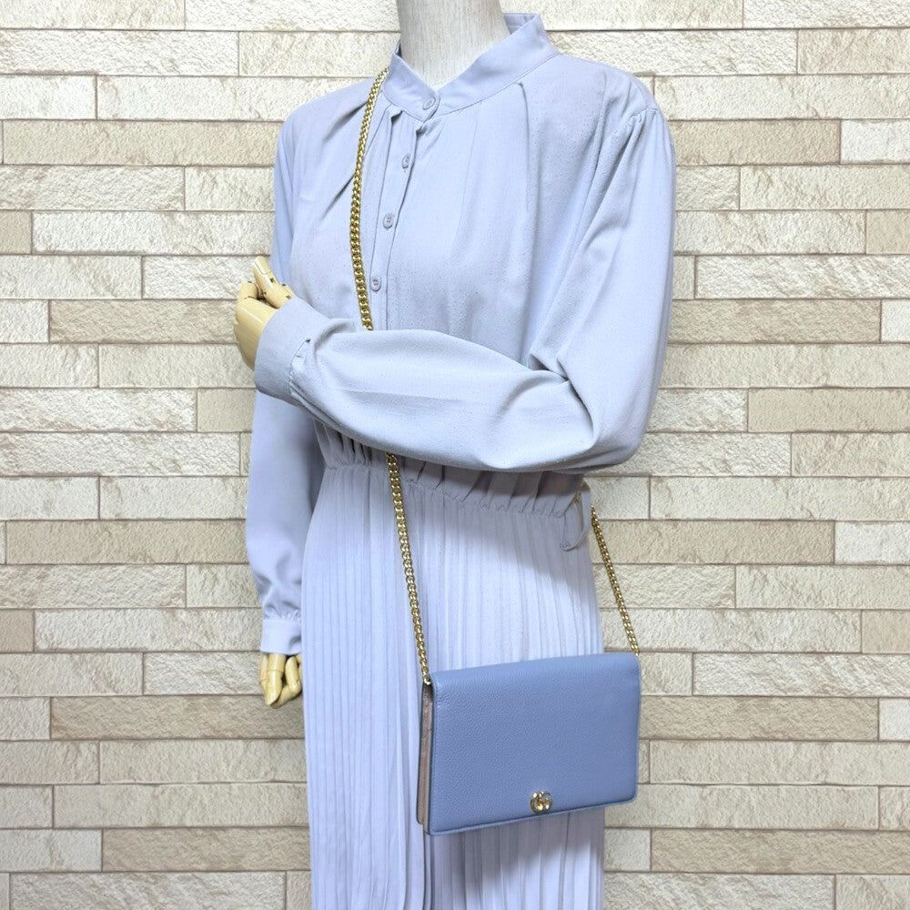 GUCCI グッチ GGマーモント ショルダーバッグ レザー ブルー 