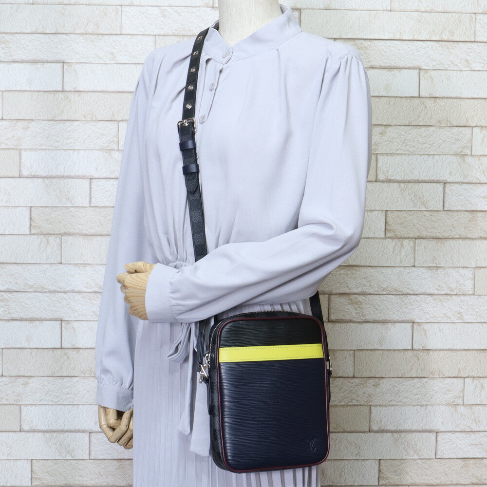 Louis Vuitton LOUIS VUITTON Danube Slim Epi/Damier Shoulder Bag Damier Graphite Canvas Navy Women's Used