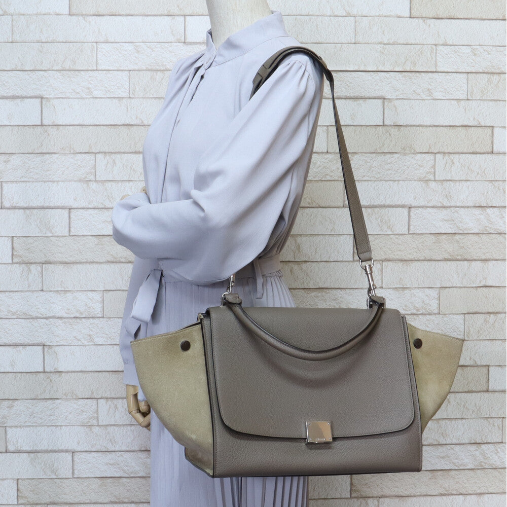 セリーヌ CELINE トラペーズ ショルダーバッグ レザー グレー 