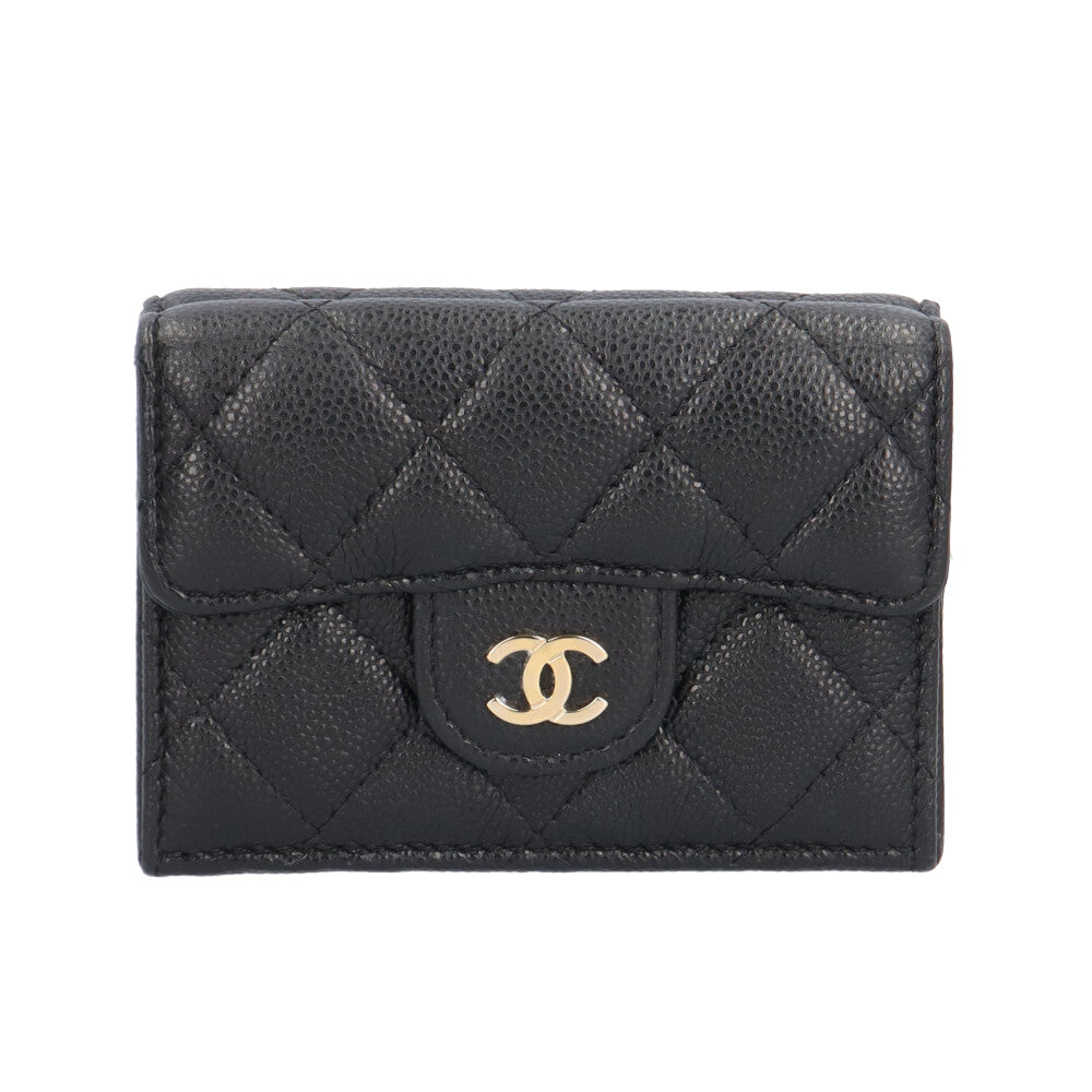 CHANEL Classic Mall Wallet Tri-fold Wallet Caviar Skin Women's