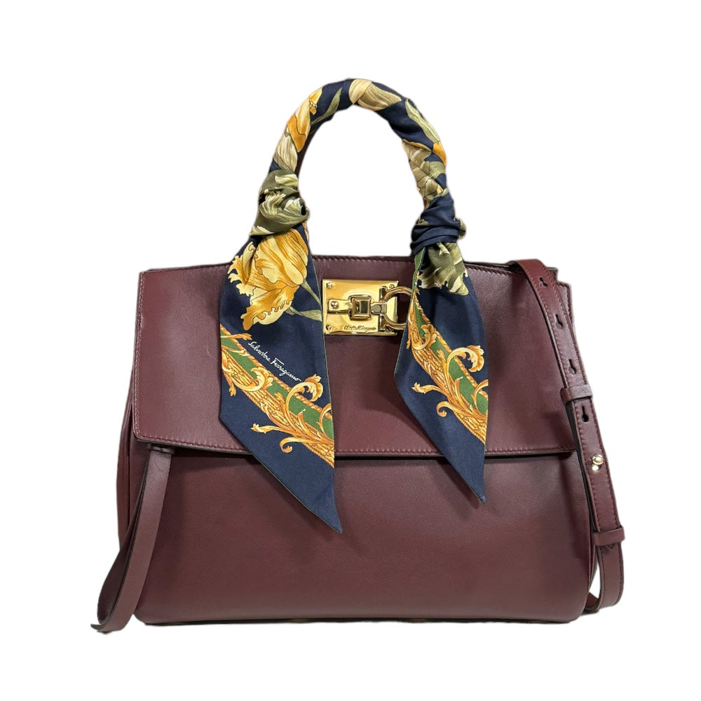 Salvatore Ferragamo Studio Bag Shoulder Bag Leather Bordeaux