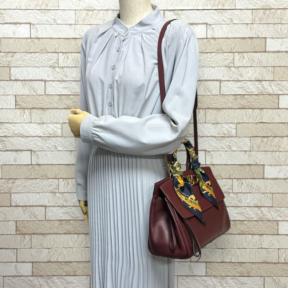Salvatore Ferragamo Studio Bag Shoulder Bag Leather Bordeaux