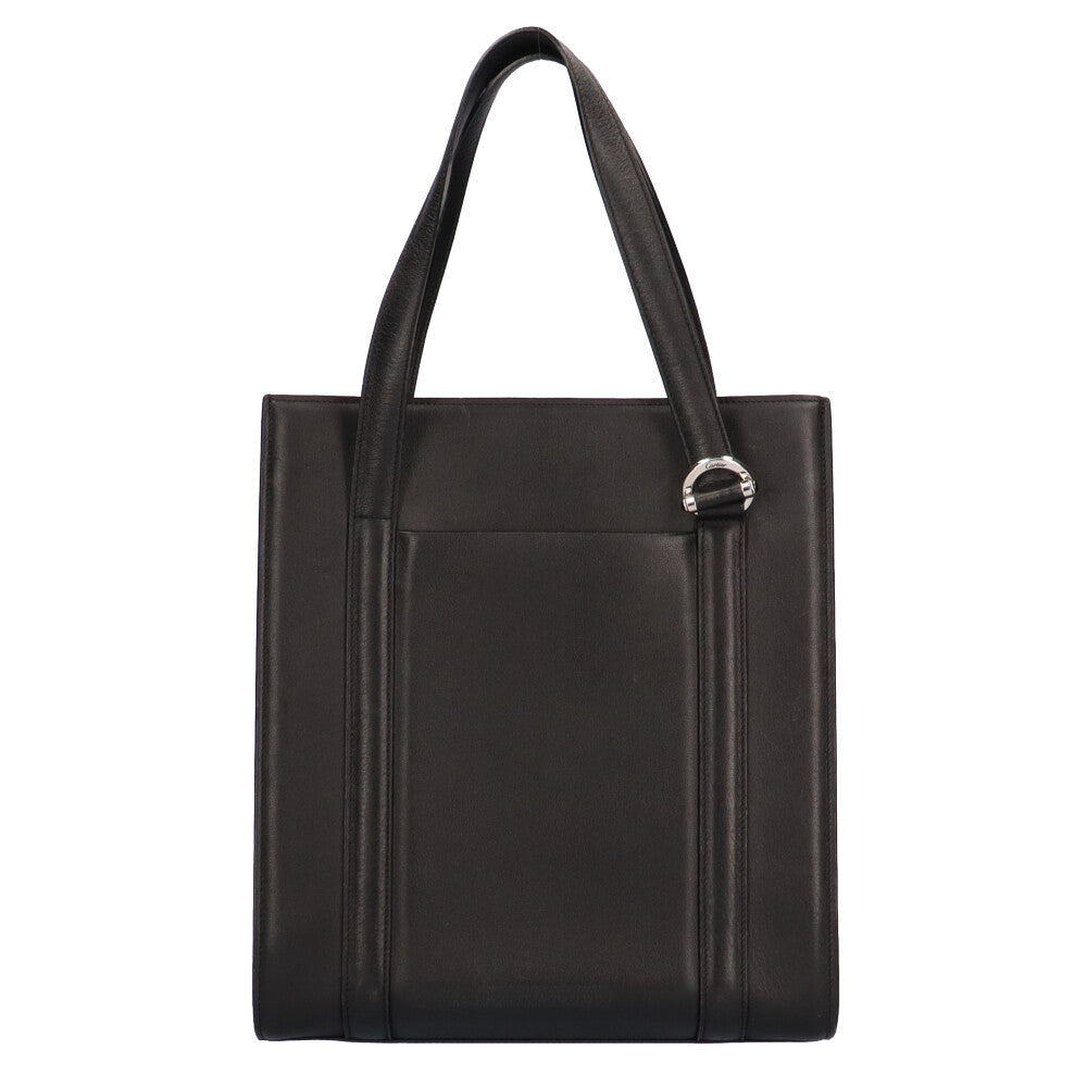 カルティエ CARTIER カボション トートバッグ レザー ブラック