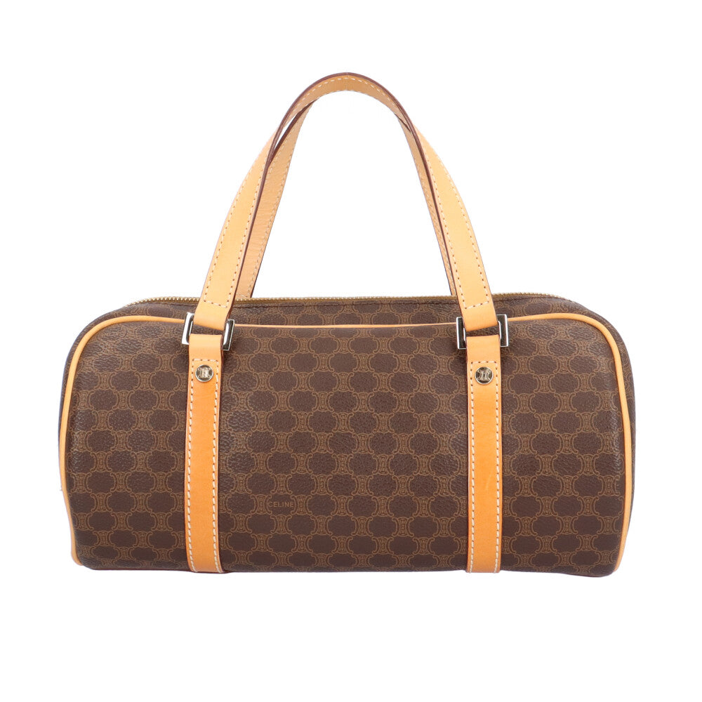 CELINE Mini Boston Bag Macadam Handbag PVC Brown Women's Used