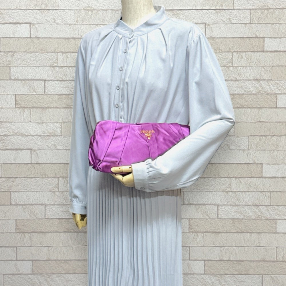 PRADA Prada Clutch Bag Satin Purple Ladies Used – 【公式