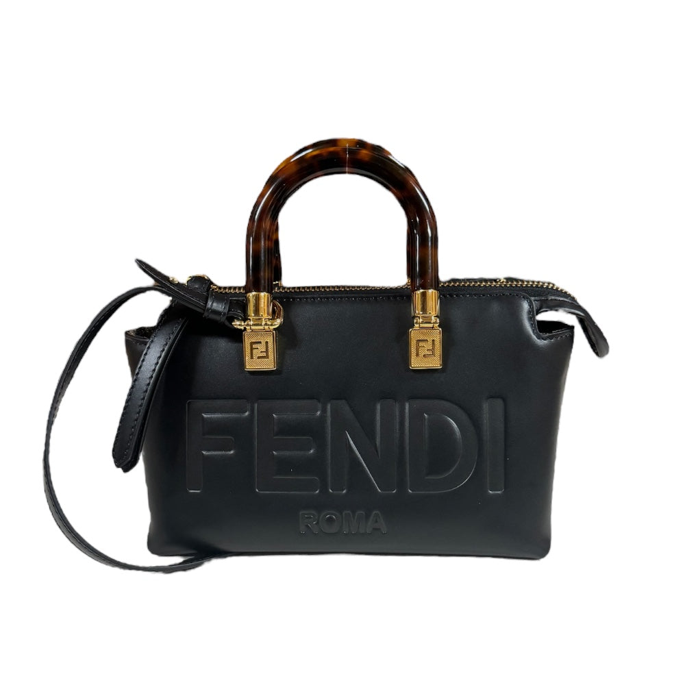 FENDI Fendi by the Way Mini Shoulder Bag Leather Black Ladies Used